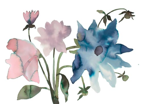 Floral No. 35 : Original Ink Painting | Watercolor Painting in Paintings by Elizabeth Becker. Item composed of paper compatible with boho and minimalism style