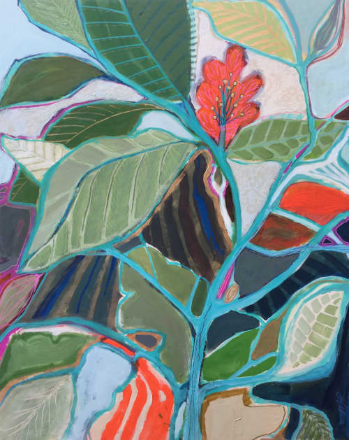 Fragments d'automne florifère | Mixed Media in Paintings by Marielle Robichaud. Item works with minimalism & mid century modern style
