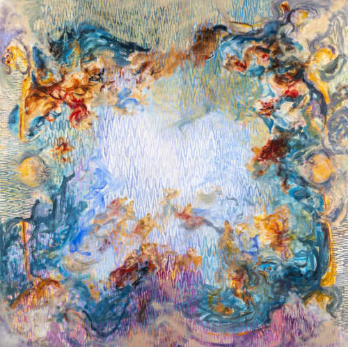 Japanese Versailles | Oil And Acrylic Painting in Paintings by Sally K. Smith. Item made of canvas compatible with boho and contemporary style