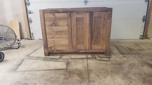 Model #1071 - Custom Single Sink Vanity | Countertop in Furniture by Limitless Woodworking. Item made of maple wood compatible with mid century modern and contemporary style