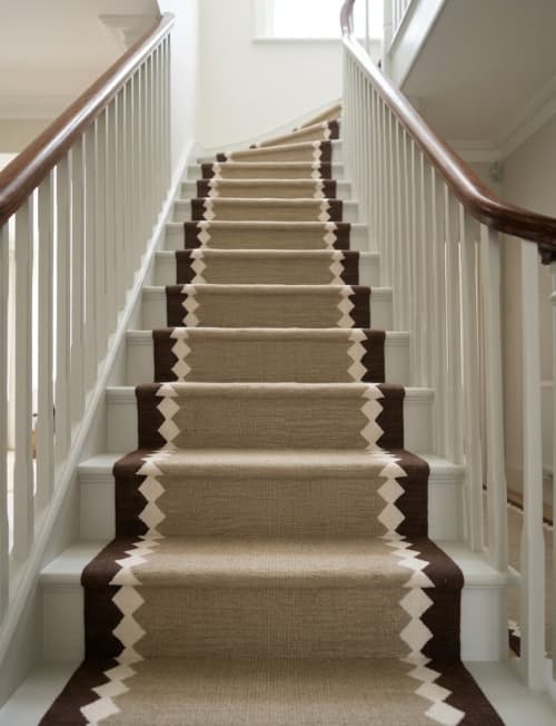 Handwoven Wool Brown Stair Runner | Runner Rug in Rugs by Evergreen Carpets. Item made of wool works with boho & minimalism style