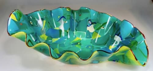 Fused Ruffle Large Bowls | Decorative Bowl in Decorative Objects by Rick Strini. STRINI ART GLASS. Item made of glass