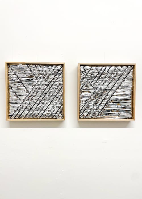 Gate keepers Series - Diptych - Small | Wall Sculpture in Wall Hangings by Cheyenne Concepcion. Item made of wood with aluminum works with minimalism & mid century modern style