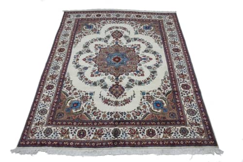 Vintage Ivory Traditional 10X13 Tabriz Persian Rug | Area Rug in Rugs by Magic Rugs. Item made of wool works with traditional style