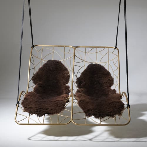 Studio Stirling - Double Recliner Daybed in Gold | Swing Chair in Chairs by Studio Stirling. Item made of steel