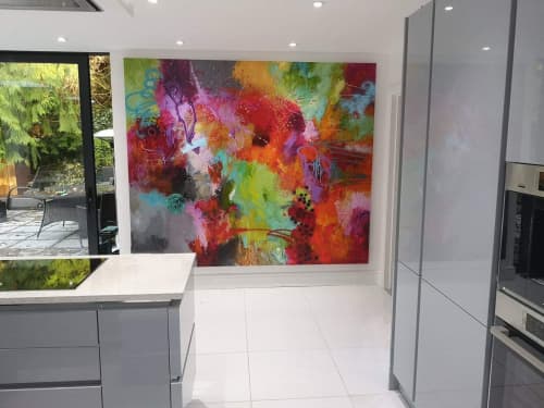 Abstract Original Painting "Happy clouds" | Mixed Media by Carolina Alotus. Item made of canvas with synthetic