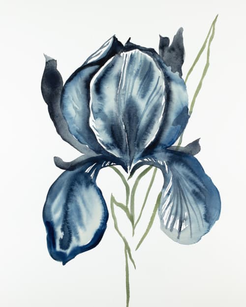 Iris No. 116 : Original Watercolor Painting | Paintings by Elizabeth Beckerlily bouquet. Item composed of paper in minimalism or contemporary style