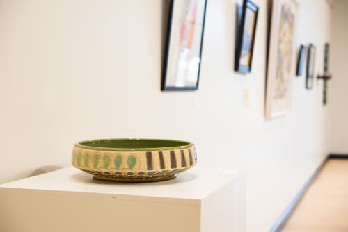 Kuba Bowl - Moss | Decorative Bowl in Decorative Objects by Clare and Romy Studio | Jasper Community Arts in Jasper. Item composed of stoneware in boho or mid century modern style