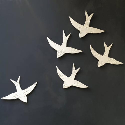 Large Set Of 5 Swallows Over Morocco Bird | Art & Wall Decor by Elizabeth Prince Ceramics
