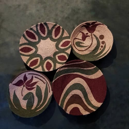 4 Pieces Personalized Design Wall Plate | Decorative Plate in Decorative Objects by Sarmal Design. Item made of bamboo & cotton compatible with boho and contemporary style