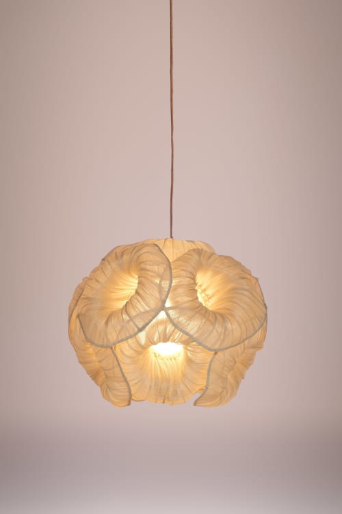 Modern Fabric Pendant Plain Light Anemone by Studio Mirei | Pendants by Costantini Design. Item made of fabric