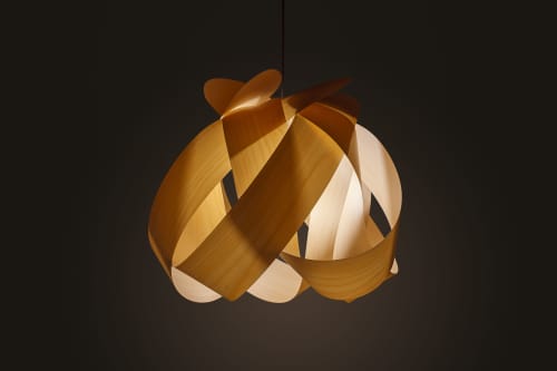 Wood Veneer Pendant Lamp: Artistic Modern Ceiling Light | Pendants by Traum - Wood Lighting. Item made of wood works with minimalism & contemporary style