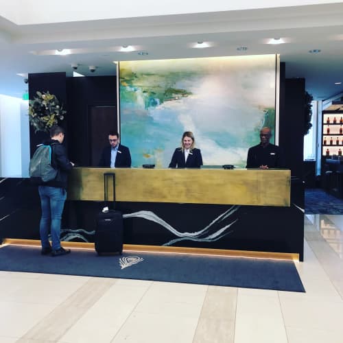 Waterways Oil Painting, Commissioned oil painting, site-specific artwork | Oil And Acrylic Painting in Paintings by Donna Bruni | Hotel Ivy, a Luxury Collection Hotel, Minneapolis in Minneapolis. Item composed of canvas