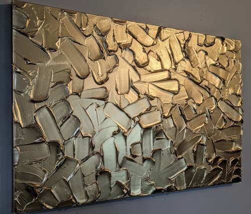 Texture Painting Abstract Gold Metallic Wall Art | Mixed Media in Paintings by Amber Lamoreaux Art. Item made of canvas compatible with minimalism and contemporary style