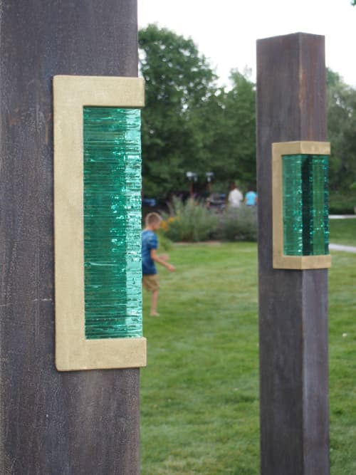 "Affirmation Totems" | Public Sculptures by Brian Schader | Miraval Arizona Resort & Spa in Tucson. Item composed of bronze & glass