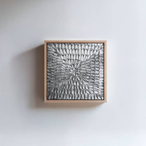 Silver leaf 3d wall art heavy textured wall art on canvas | Oil And Acrylic Painting in Paintings by Berezart. Item made of canvas works with minimalism & mid century modern style