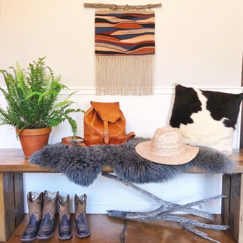 Tapestry with Cholla Cactus Wood | Macrame Wall Hanging in Wall Hangings by Estudio Zanny | Private Residence - Austin, TX in Austin. Item composed of wood and cotton