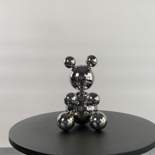 Small Stainless Steel Bear 'SAM' | Sculptures by IRENA TONE. Item composed of steel in minimalism or art deco style