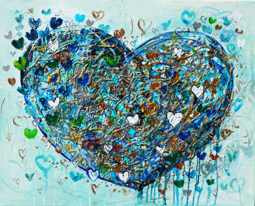 Heart of the Ocean — Original Textured Floral Painting | Oil And Acrylic Painting in Paintings by DaggArt. Item works with contemporary style