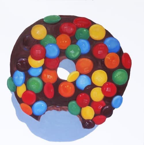 M&M Donut Painting | Oil And Acrylic Painting in Paintings by TRP Art - Terry Romero Paul. Item made of canvas & synthetic
