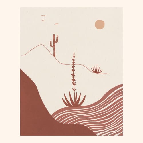 Desert Afternoon | Oil And Acrylic Painting in Paintings by Elana Gabrielle. Item composed of paper
