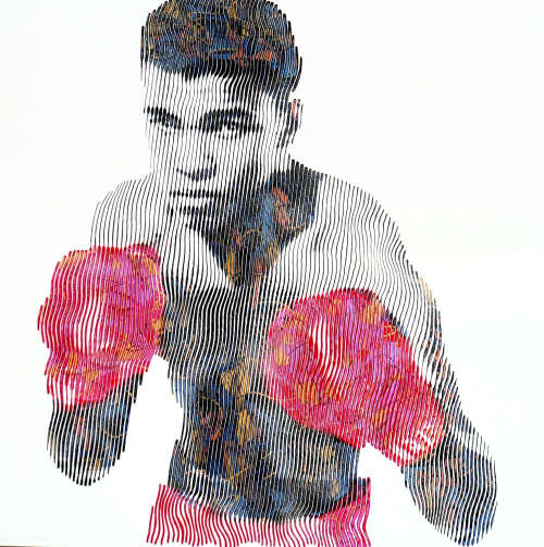 Muhammad ali the brilliance of immortalitity | Oil And Acrylic Painting in Paintings by Virginie SCHROEDER. Item made of canvas works with art deco style