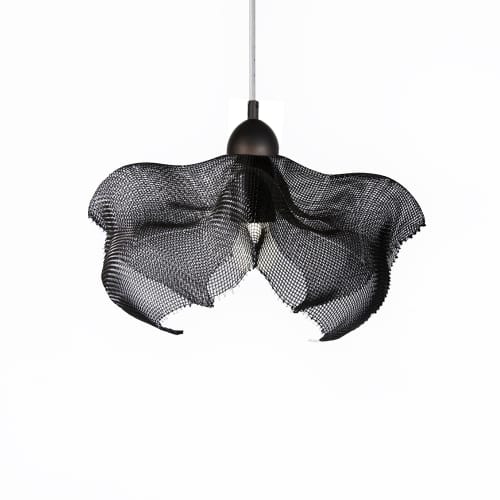 Pendant Light, Clouds III, Large 24"x11" Steel Wire Mesh | Pendants by Anne Lindsay Studio. Item made of steel works with contemporary & industrial style