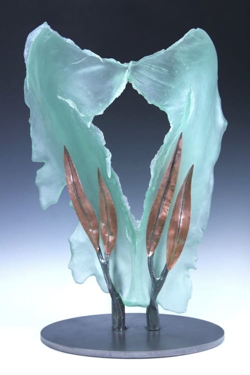 DJR Glass / "Lagoon" | Sculptures by DJR Glass / Donna J. Rice. Item made of steel & glass
