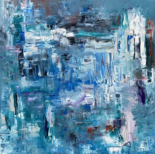 Magical Palette Knife Acrylic Contemporary Abstract | Oil And Acrylic Painting in Paintings by Strokes by Red - Red (Linda Harrison). Item composed of canvas and synthetic