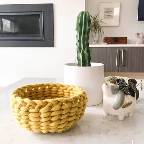 Felted Wool Twined Woven Bowl DIY KIT | Ornament in Decorative Objects by Flax & Twine. Item composed of cotton & fiber