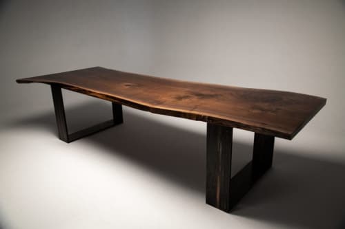American Black Walnut | Rare Single Slab | Dining Table in Tables by L'atelier Mata. Item composed of walnut and steel