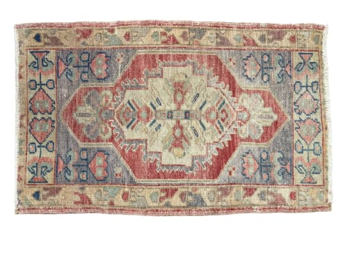 Vintage Turkish rug doormat | 1.8 x 2.9 | Small Rug in Rugs by Vintage Loomz. Item made of wool works with boho & mediterranean style