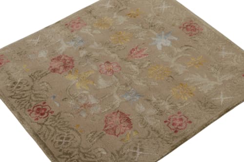 Rug & Kilim’s Spanish European Square Rug with Floral | Area Rug in Rugs by Rug and Kilim