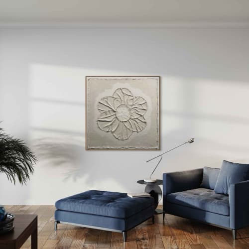 Flower Power FP4848 C | Mixed Media by Michael Denny Art, LLC. Item composed of bamboo & canvas compatible with minimalism and contemporary style