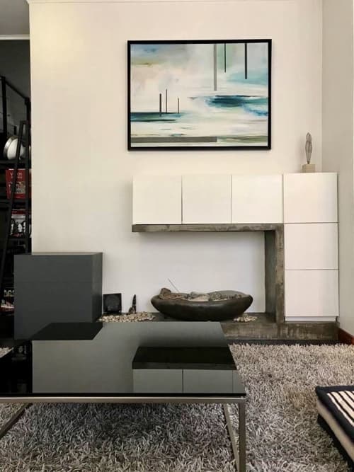 Juxtaposed  Winter Reflections   Oil & Sand on Canvas | Paintings by Michele Krauss