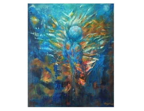 Genesis | Oil And Acrylic Painting in Paintings by Claire Szegvary. Item composed of canvas in minimalism or contemporary style