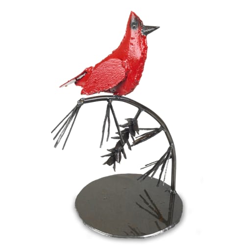 Cardinal Tabletop Sculpture | Sculptures by Gatski Metal. Item composed of steel compatible with country & farmhouse and eclectic & maximalism style