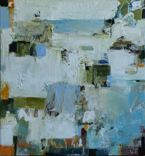 407 Cliff Houses Near Amalfi | Oil And Acrylic Painting in Paintings by Anne B Schwartz. Item made of canvas with synthetic