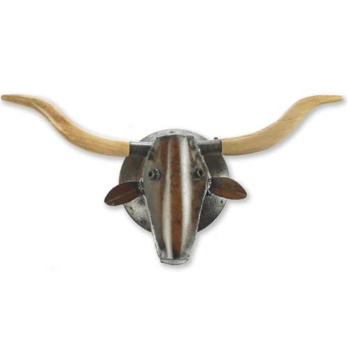 Longhorn Cow | Wall Sculpture in Wall Hangings by Gatski Metal. Item made of metal compatible with country & farmhouse and eclectic & maximalism style