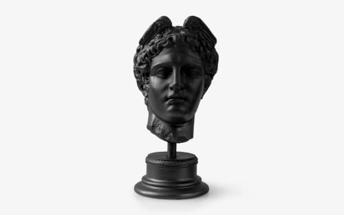 Mercurius Hermes Bust Compressed Marble Powder in Black | Sculptures by LAGU. Item made of marble