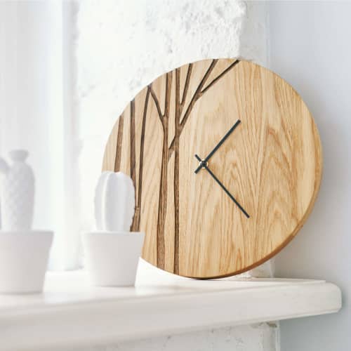 Oak Wood Wall Clock PAULIS | Decorative Objects by DABA. Item composed of oak wood compatible with minimalism and contemporary style