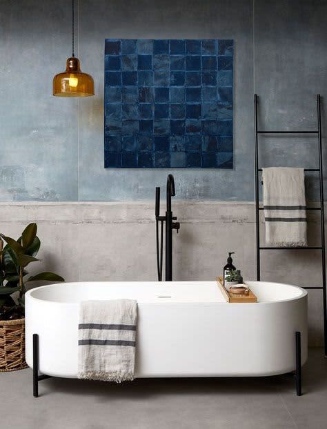 Indigo Blues | Mixed Media in Paintings by El Løvaas. Item composed of canvas
