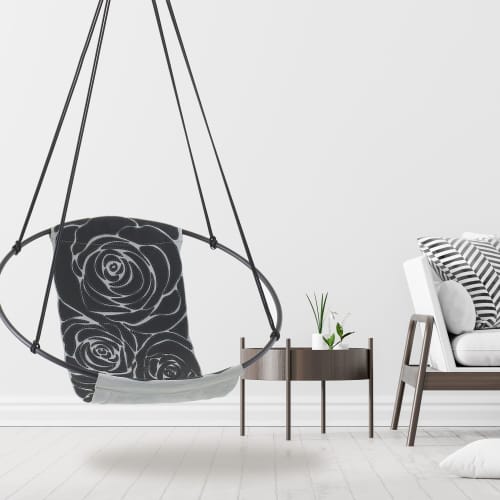 SLING Swing Seat - Roses - Hand Stitched | Swing Chair in Chairs by Studio Stirling. Item composed of fabric and steel in minimalism or modern style