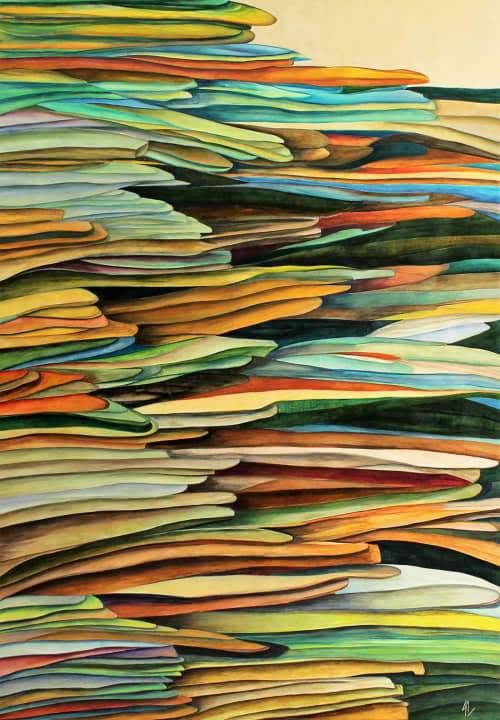 'Strata of Memory' | Oil And Acrylic Painting in Paintings by Sangeeta Sagar. Item composed of paper in contemporary or modern style