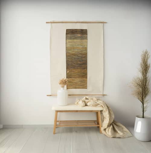 Kauwela - Large Geometric Tapestry | Wall Hangings by Lale Studio & Shop. Item composed of bamboo and cotton in boho or minimalism style