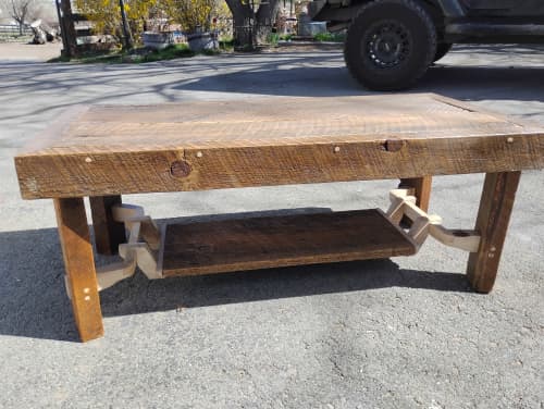 Authentic 19th century mill scarred coffee table | Tables by FrostCanyon Designs/Bo Sanders/the shop