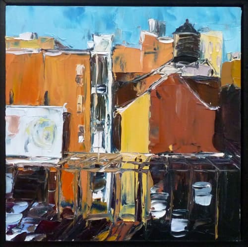 Afternoon In The City | Oil And Acrylic Painting in Paintings by Ann Gorbett Palette Knife Paintings. Item composed of synthetic