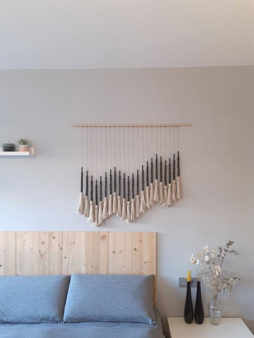 Hinoki 1 | Macrame Wall Hanging in Wall Hangings by Pepita Topos Studio. Item made of wood with cotton works with boho & contemporary style