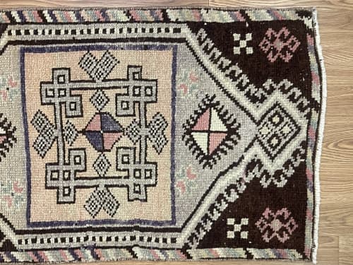 Hand-woven Turkish Rug Doormat| 1.9 x 2.11 | Small Rug in Rugs by Wool and Rug. Item composed of wool in boho or contemporary style
