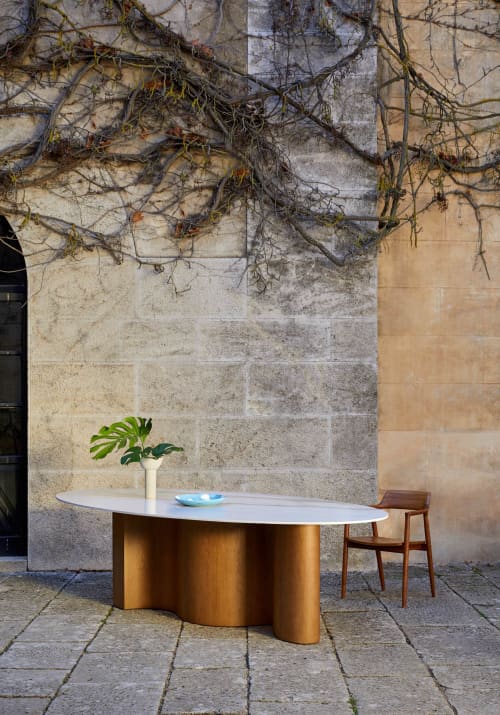 WaveWoo Dining Table | Tables by OM Editions: A Limited Edition Furniture Collection. Item made of wood with stone works with minimalism & mid century modern style
